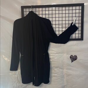 Red Coral Cardigan with open front , pockets & Long Sleeves